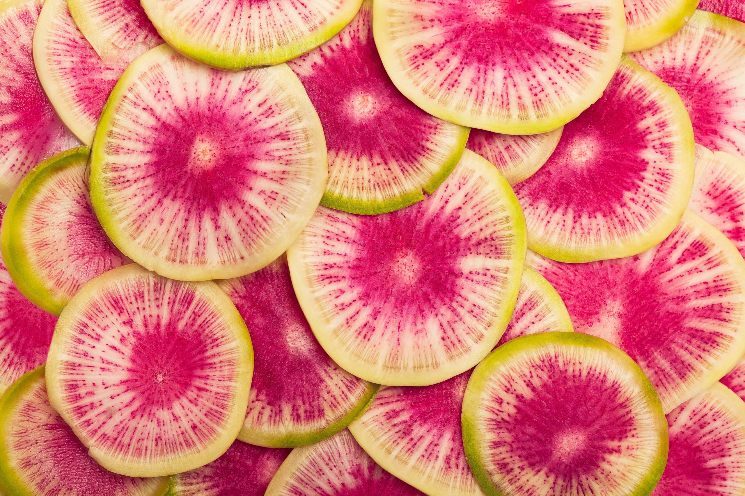 Fresh sliced radishes